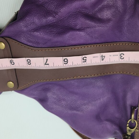 Italian Italy Genuine Leather Purple Backpack Convertible Bag Brass Hardware main image 8